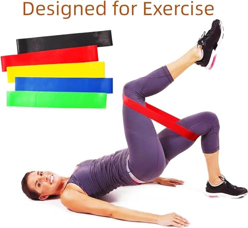 Image of BHAVYATA Mini Loop Resistance Bands for Men and Women, Natural Latex Resistance & Stretch Band for Training, Yoga, Pack of 5 Pcs Different Resistance Levels Elastic 5 Band