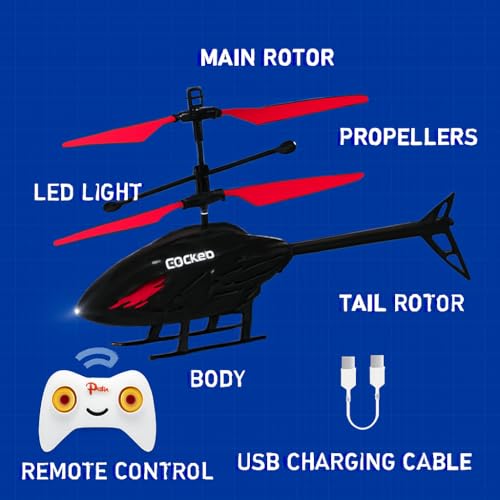 Image of RC Helicopter with Hand Gravity Sensor for Kids 4+, Flying Remote Control Helicopter Toy, Chargeable with Safety Sensor, Indoor Outdoor Play, for Boys & Girls - Pack of 1 (BlackRed)