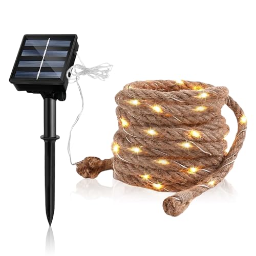 Solar Lichterkette Seil, 7M Solar Lichterkette Aussen, Gartenleuchte...