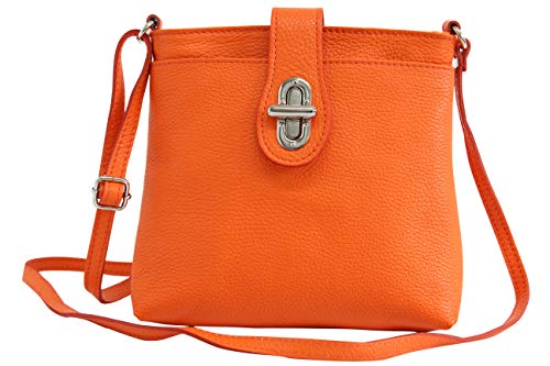 AMBRA Moda GL007 - Sac à bandoulière sac portés épaule en cuir véritable pour femme (orange)