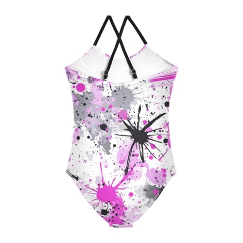 susiyo Glittering Purple Ink Girls One Piece Swimsuits with Adjustable Straps Bathing Suits for 3-10 Years Old2