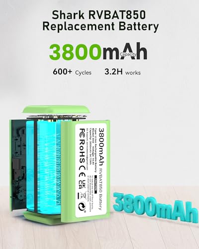 Image of 3800mAh RVBAT850 Battery, Battery Replacement for Shark Vacuum, Suitable for Rvbat850 Shark Ion-battery R75, RV761, RV850C, RV1000S, RV1100VL, RV101AE, UR1000SR, RV700 N, RV720 N(2-Prong Connector)