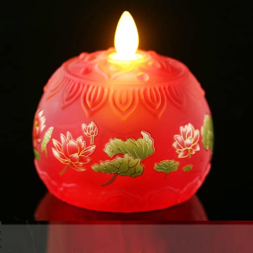 XIALON 1 Pair 7cm Household Electronic Candle Lamp Lotus Lamp LED for Buddha Lamp Permanent Light