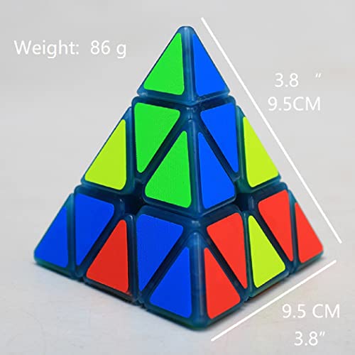 Blue Fluorescent Pyramid Cube Speed Cube Glow In Dark Magic Speed Cube 3-D Brain Teasers Iq Puzzles For Kids And Adults (Pyramid Blue Fluorescent) #TOP1