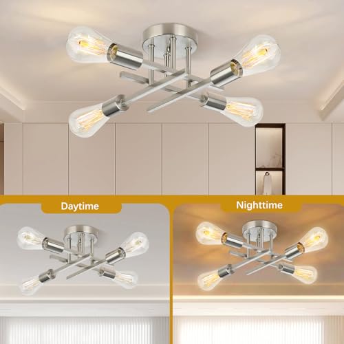 4-Light Matte Nickle Ceiling Light, Semi Flush Mount Ceiling Light Fixture by Maichixin - Used condition - Image 3
