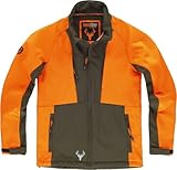 WORKTEAM Cazadora Softshell Caza y Pesca con Bolsillos, con Forro Polar interior Unisex Naranja Fluor + Verde Caza-3XL