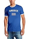 Coole-Fun-T-Shirts Herren T-Shirt Ringer, Blau, L, 10888_Griechenland_HERI