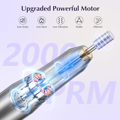 Ajgvq Electric Nail Drill, 20000RPM Adjustable Speed Manicure Pedicure Set including 6 Drill Bits, Low Vibration Low Noise - Image 2
