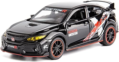 Image of Civic Type-R Model Toy Car with Box, Zinc Alloy Pull Back Toy car with Sound and Light for Kids Boy Girl Gift [Colors as Per Stock]