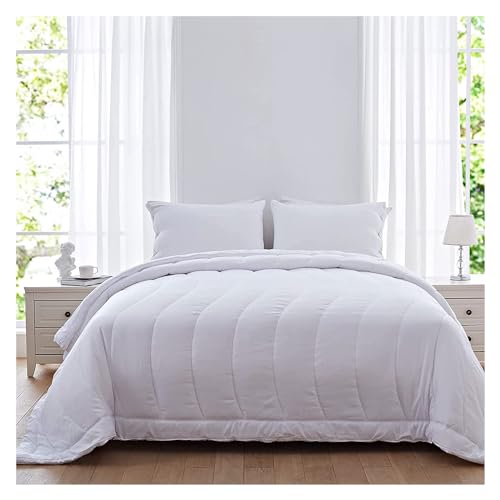 Edredón Queen de microfibra reversible y ligero de color sólido para cama 8
