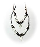 Hejoka-Shop NEU 2 x Haizahn Kette Haifischzahn ca. 15 x 15 mm. Surferkette mit Bone Röhrchen Weiss am verstellbaren Band