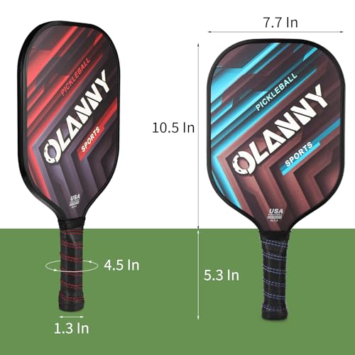 Image of OLANNY Graphite Pickleball Paddles Set- Premium Rackets Fiber Face & Polymer Honeycomb Core Pickleball Set Includes Pickleball Paddles + Pickleball Balls+ Replacement Soft Grip + 1 Bag