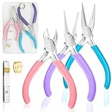 Fesorsi 3 Pack Jewelry Pliers Set, Mini Pliers Set with Needle/Round, Carbon Steel Jewelry Tools with Storage Box, Applicable to Jewelry Making Supplies, Handicrafts, Earring Making