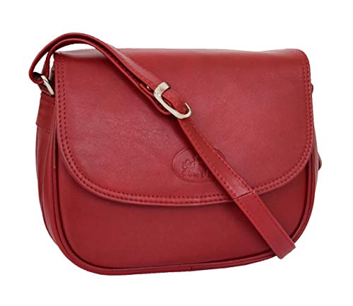 Sac à main épaule en cuir véritable rouge pour femme élégante HLG909