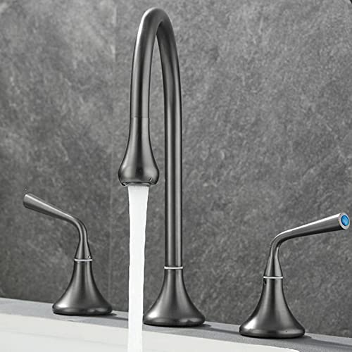 Robinet 3 trous lavabo fini les éclaboussures mitigeur salle de bain pivotant laiton