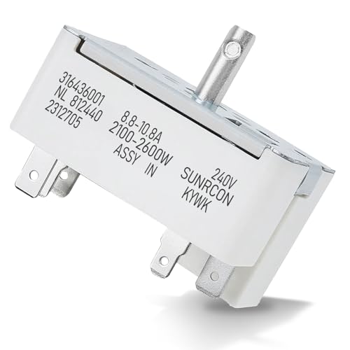 316436001 Surface Burner Control Switch Compatible with Frigidaire for Kenmore Range Surface Element Control Switch 8 Inch Replace for: 316436001 316021501 AP3885460 PS1145040 EA1145040 AH1145040