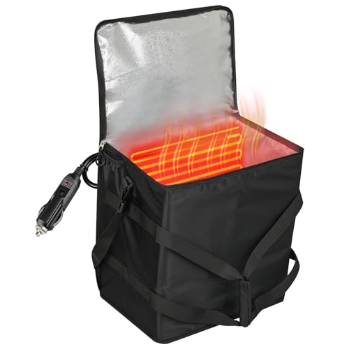 Gendezone Insulated Heated Pizza Delivery Bag with Handle - Portable Vehicle Food Warmer,Padded Heated Pizza Carrier Bag with12-volt Cigarette-lighter Power Port