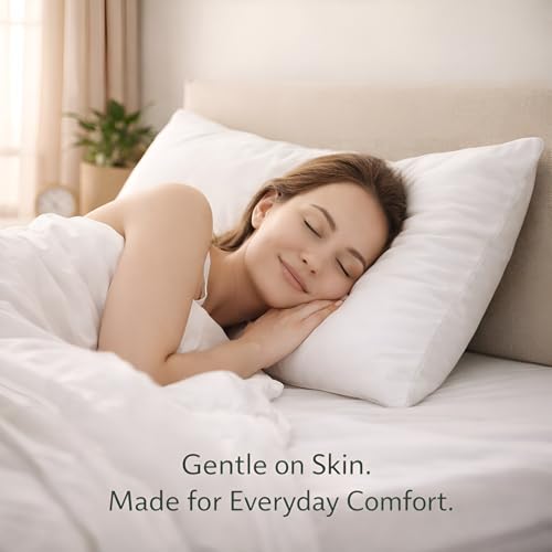 Image of DALUCI Microfiber Sleeping Pillows Set of 4 - Soft Adjustable Bed Pillow 16 x 24 Inches (41 x 61 cm) Standard Size for Back, Side & Stomach Sleepers | Breathable & Washable White Pillows