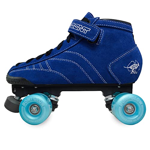 Prostar Blue Suede Roller Skates with Glow Wheels - Indoor and Outdoor
