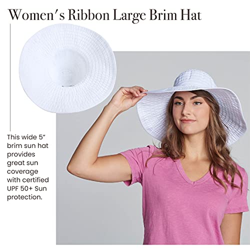 San Diego Hat Company Women’s Ribbon Large Brim Hat, Beach Hat for Women, One Size - White - Thumbnail 4