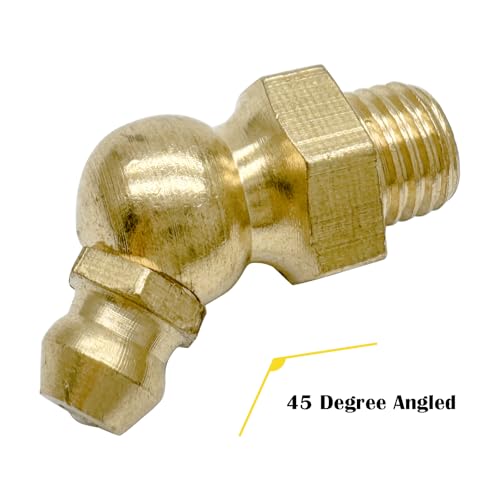 Image of 10Pcs Brass Hydraulic Grease Nipple Fitting,M10 x 1mm Metric Thread 45 Degree Angled Brass Hydraulic Grease Nipple Fitting,Hydraulic Grease Fitting Accessories