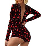 YfiDSJFGJ Sexy Overalls for Women Adult pjs Women Back Flap Long Sleeve Deep V Neck One Piece Sexy Bodysuit Pajama Onesie Rompers Jumpsuits Onesie Pajamas for Women Sexy Akatsuki Robe A Red