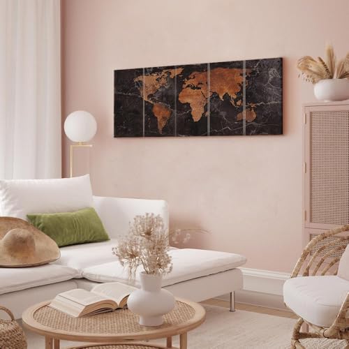 Tableau carte du monde colorée 200x80 impression sur toile murando