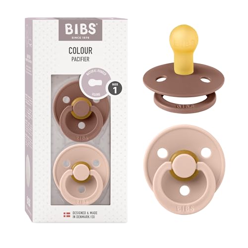 Image of BIBS Pacifiers Colour Collection | Natural Rubber Baby Pacifier | Set of 2 BPA-Free Soothers | Made in Denmark | 0+ Months (Pack of 2) | Woodchuck/Blush