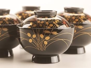 Amazon.co.jp: 琴 能登輪島塗 稲忠漆器堂謹製 蒔絵吸物椀四客 共