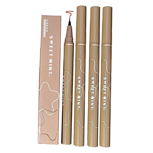 Quick-Drying Waterproof Superfine Eyeliner Pen, 4pcs Hyper Easy Liquid Pen No-Skip Waterproof Very Fine Eyeliner Makeup Long Lasting High Pigmented Smudge Proof Formula (Dark Brown 4PCS)