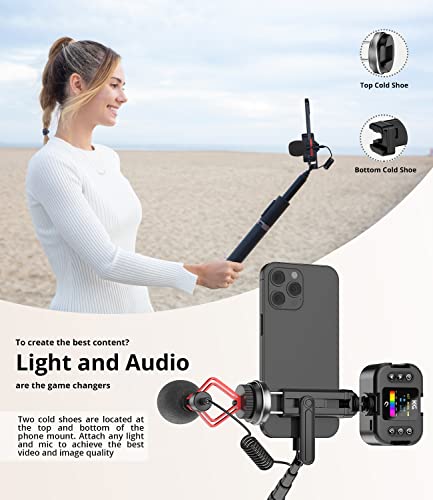 Kraftgeek New 60" Phone Tripod, Selfie Stick Tripod With Remote, 2 Cold Shoes For Light And Microphone(Both Not Included), Selfie Stick For Iphone And Android, Lightweight And Portable For Daily Use #TOP2