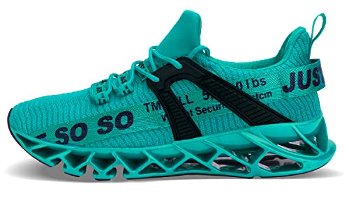 WONESION Mens Breathable Walking Tennis Running Shoes Blade Slip on Casual Fashion Sneakers (1A Lake Blue, Numeric_7)