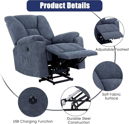 Sillón eléctrico reclinable plegable color único miniatura 5