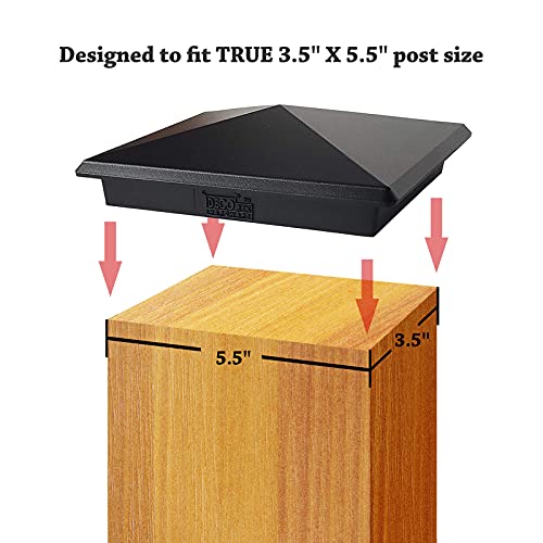 3.5" X 5.5" Heavy Duty Aluminium Pyramid Post Cap For True/Actual 3.5" X 5.5" Wood Posts - Black (Works Only With Actual 3.5" X 5.5" Posts. Will Not Work With Actual 4" X 6" Posts) #TOP3