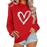 Pullover Damen Sweatshirt Rundhals Langarm Pulli Frauen Oberteil Sweatshirts ohne Kapuze Bluse...