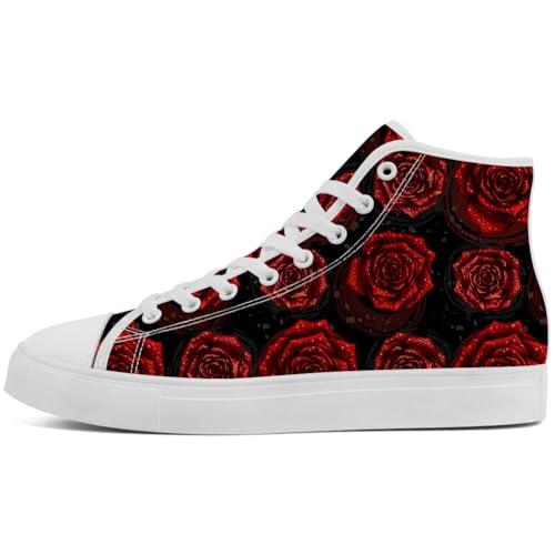Rose High Top Canvas Shoes Flower High Top Sneakers Lace Up Casual Shoes for Women3