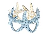 Alilang Womens Shiny Textured Starfish Stretch Bangle Cuff Statement Bracelet, Blue