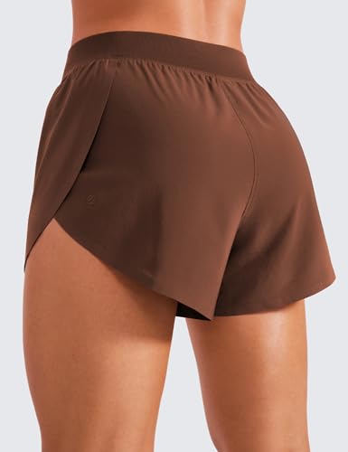 Image of CRZ YOGA Mid Waisted Split Running Shorts 4 inch | Mesh Liner, Quick Dry, Lightweight, for Women