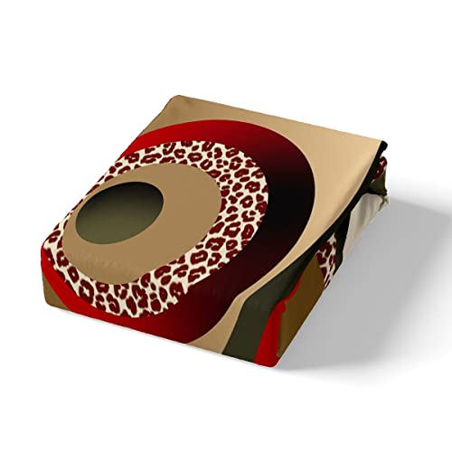 Housse de couette King Size imprimé géométrique rouge et marron