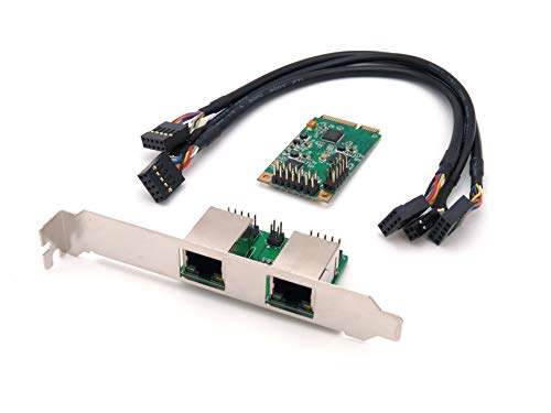 Netzwerkkarte Gigabit Ethernet - Mini PCI Express Karte (mPCIe - Mini PCIe) mit 2-Port Gigabit LAN 10/100/1000 Mbps - 2 Chipset Realtek RTL8111 - Low und High Profile Cover