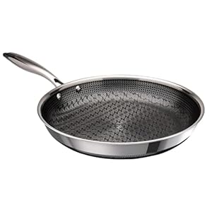 Hell’s Kitchen Tri-Clad Hybrid 11-Inch Fry Pan, Nonstick, Scratch-Resistant, Ergonomic Handle, Dishwasher Safe, Multi-Cooktop, and Oven-Safe