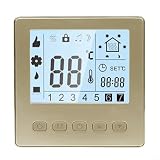 Programmierbarer Thermostat mit LCD-Display, 5+1+1 Wochenplan, Kindersicherung, Wandmontage für Heizung(gold)