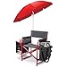 PICNIC TIME Fusion Camping Chair with Side Table and Soft Cooler, Outdoor Foldable Padded Camping Chairs with Cup Holder for Lawn, Beach, & Sports Use for Adults, (Dark Gray Red Accents)