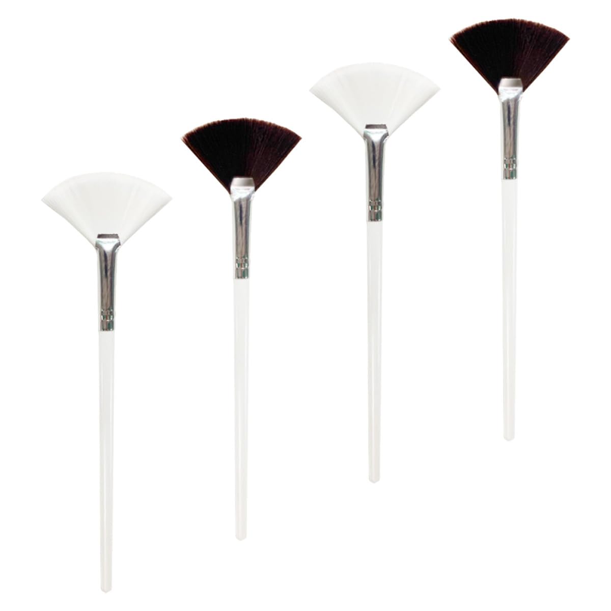 OSALADI 4 Pcs Wooden Fan Shape Nylon Hair Facial Mask Brush Skin Care Tool for Women Beauty Salon and Home Use