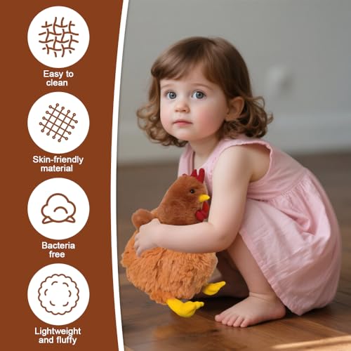 WDKXCN Huhn Kuscheltier, 26CM Huhn Plüschtier, Simuliertes Tier Hahn Kuscheltier, Super Weiche Huhn Spielzeug, Niedlichen Kuscheltiers Huhns, Plüsch Huhn Spielzeug Geschenk for Kinder und Erwachsene