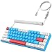 Produktbild YINDIAO T8 60% Gaming-Tastatur,68 Tasten,Kompakte,Kabelgebundene,Mechanische Mini-Tastatur mit 18 Chroma-RGB-Hintergrundbeleuchtung,Blauer Schalter,USB-C-Spiraltastaturkabel,für PC,PS4-Blau