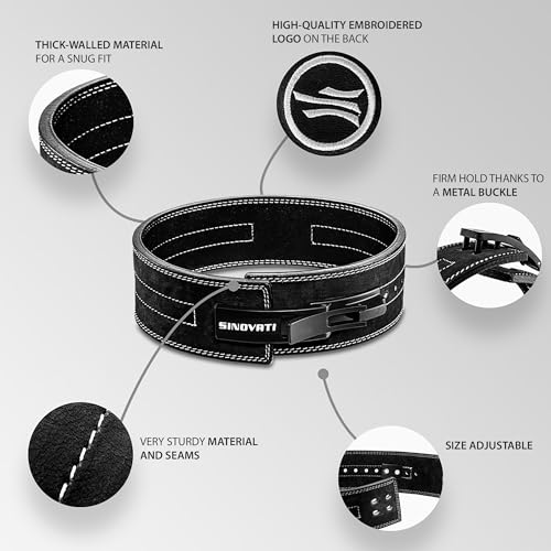 Professional Weightlifting Belt Made of Cowhide Leather with Buckle, Weightlifting Lever Belt for Fitness Powerlifting - Image 2