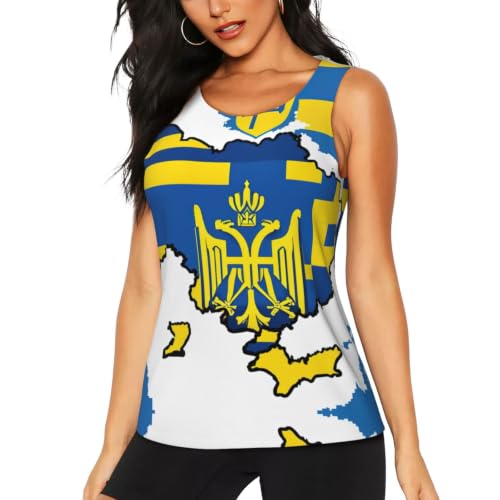 Camiseta de Ucrania sin mangas transpirable con espalda cruzada deportiva