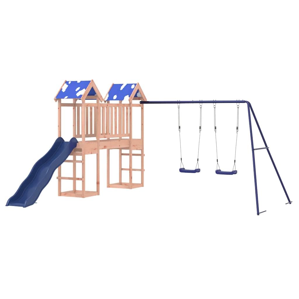 vidaXL Set da Gioco da Esterno in Legno Massello di Douglas, Set da Gioco, playset, casetta con Scivolo, Set da Gioco in Legno