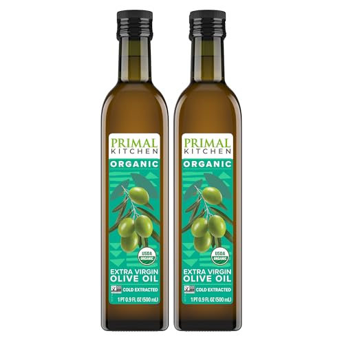 Primal Kitchen Organic Extra Virgin Olive Oil, NAOOA Certified for quality and purity, 16.9 Fluid Ounces, Pack of 2